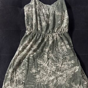 Old Navy One Shoulder Olive Floral Dress